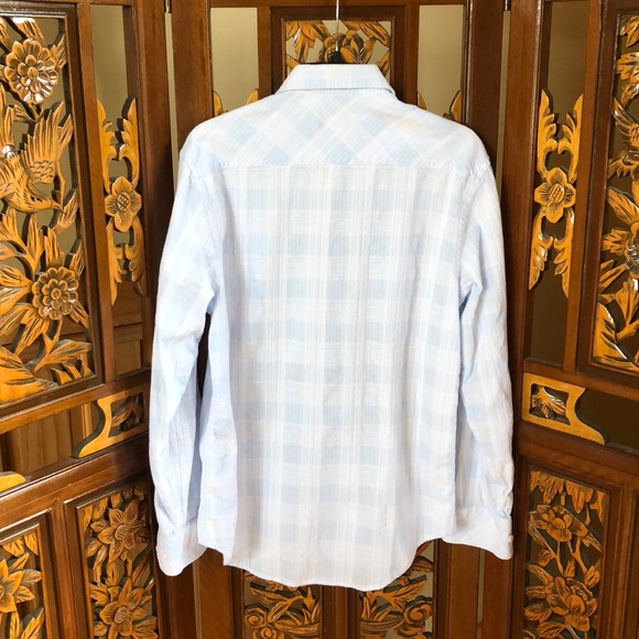 Pronto Uomo Blue & White Cotton Check Top Size M - Picture 3 of 3